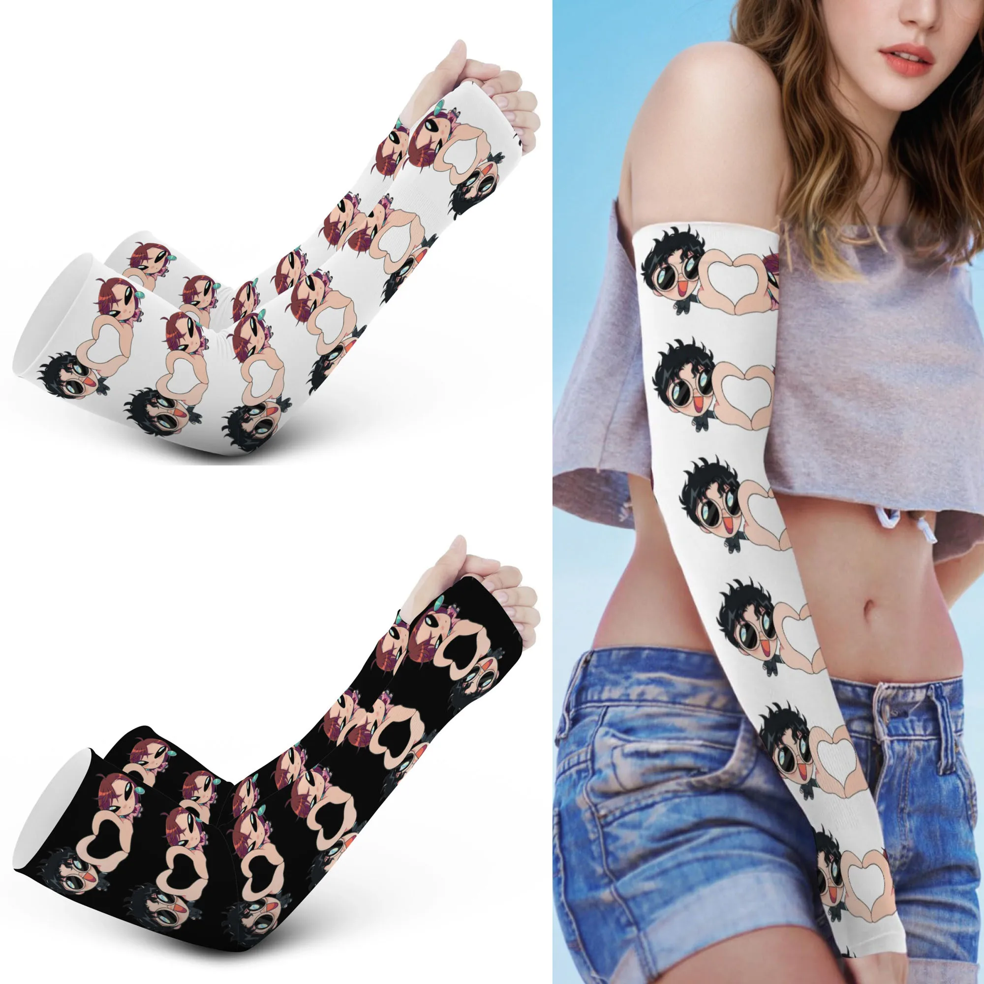 

Okarun X Momo Men Women UV Protection Arm Cooling Sleeves Ice Silk Arm Cover Sun Protection Arms Sleeve With Thumb Holes
