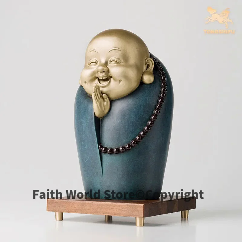 2025 HOME company good luck Business career prosperous High grade copper Maitreya Wealth God happy Buddha sculpture Decoration