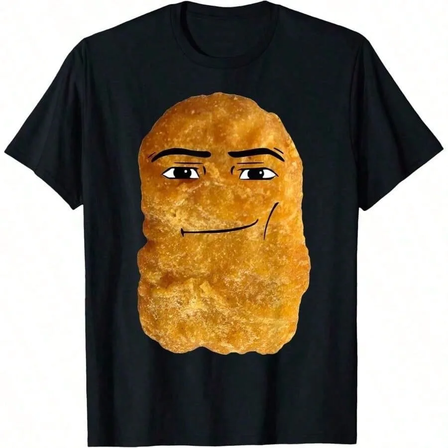 Men's T-shirt Chicken Nugget Meme T-shirt, Neutral Fun Pattern T-shirt, Neutral Funny Weird Women's Casual Short Sleeved T-shirt