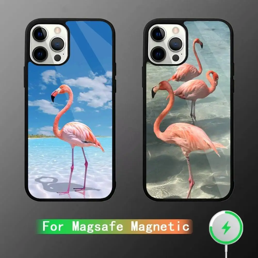 

Cute Animal Flamingo Phone Case For iPhone 17,16,15,14,13,12,11,Pro,Max,Plus,Mini,SE4,E Magnetic Magsafe Wireless Charging