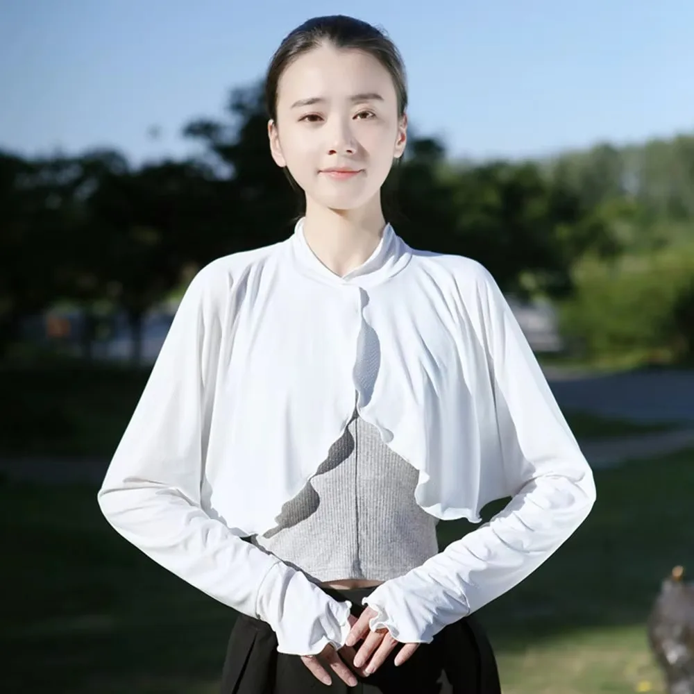 New Casual Women's Sunscreen Shawl Solid Color Breathable Sunscreen Capes Long-sleeve Ice Silk Thin Coat Summer Outdoor image 2