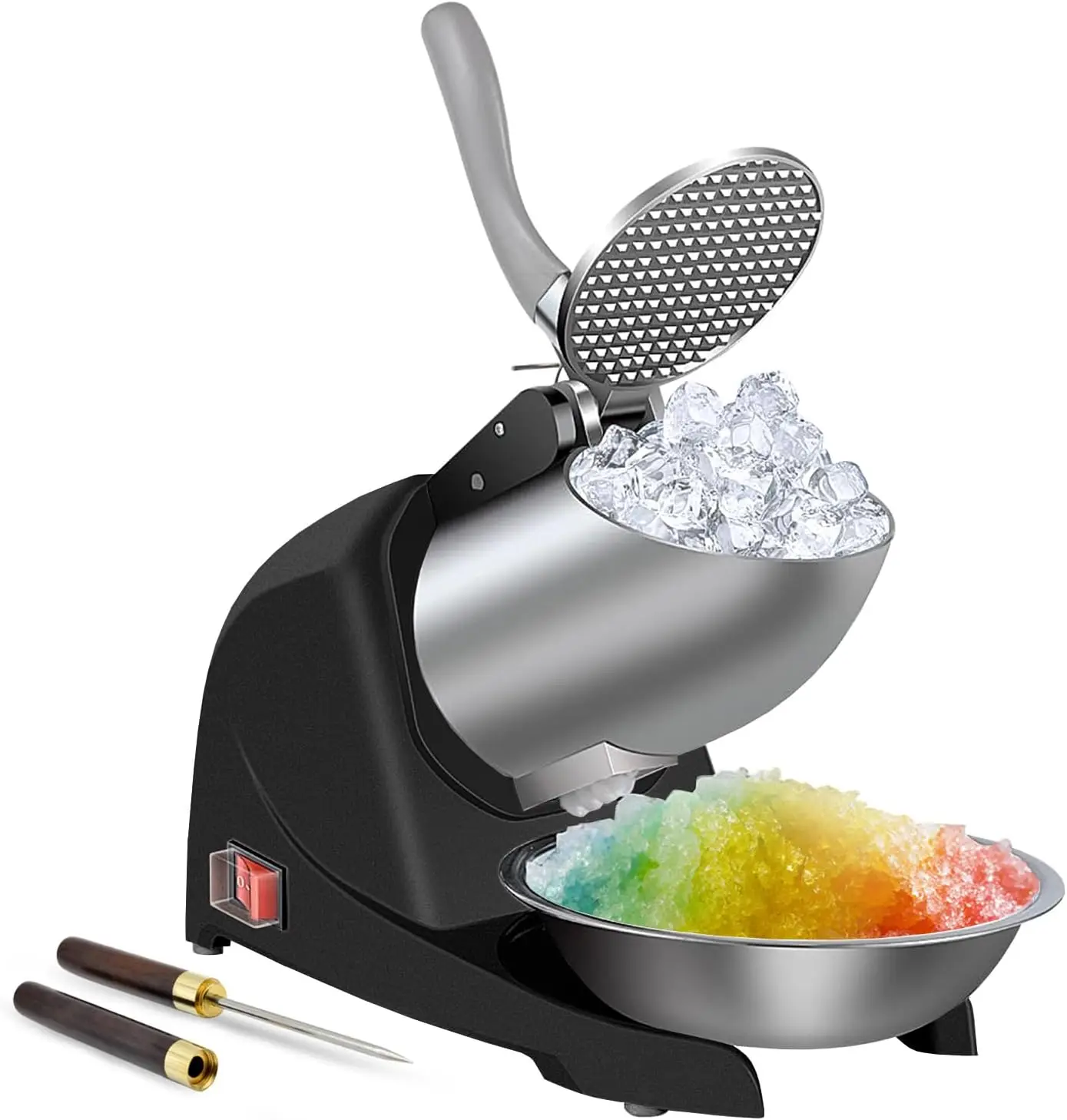 

Snow Cone Machine 380W Shaved Ice Machine 3 Blades Ice Shaver, 280lbs/hr Electric Ice Crusher, Prevent Splash, for Home and Comm