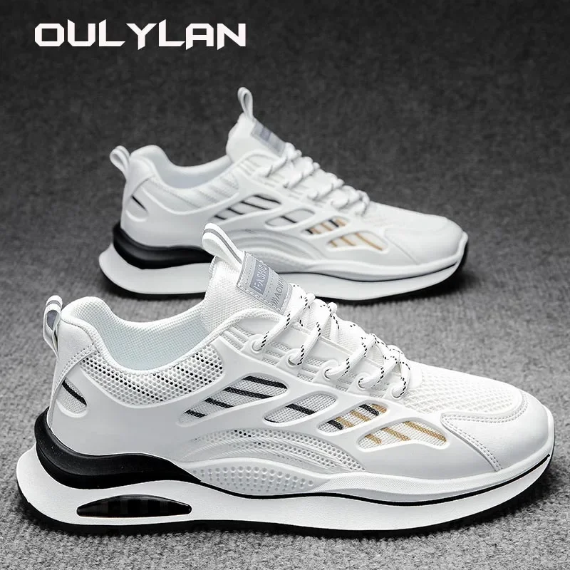 Zapatillas de deporte ligeras resistentes al desgaste para hombre, zapatos antideslizantes para correr, calzado blanco informal, zapatos deportivos para exteriores de verano, nuevo