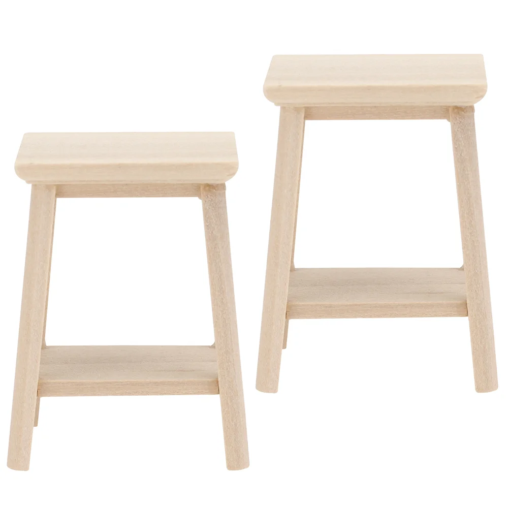 Muebles en miniatura modelo 1:12, taburete para casa, Mini decoraciones redondas de madera, forma realista, artesanía, regalo, adorno