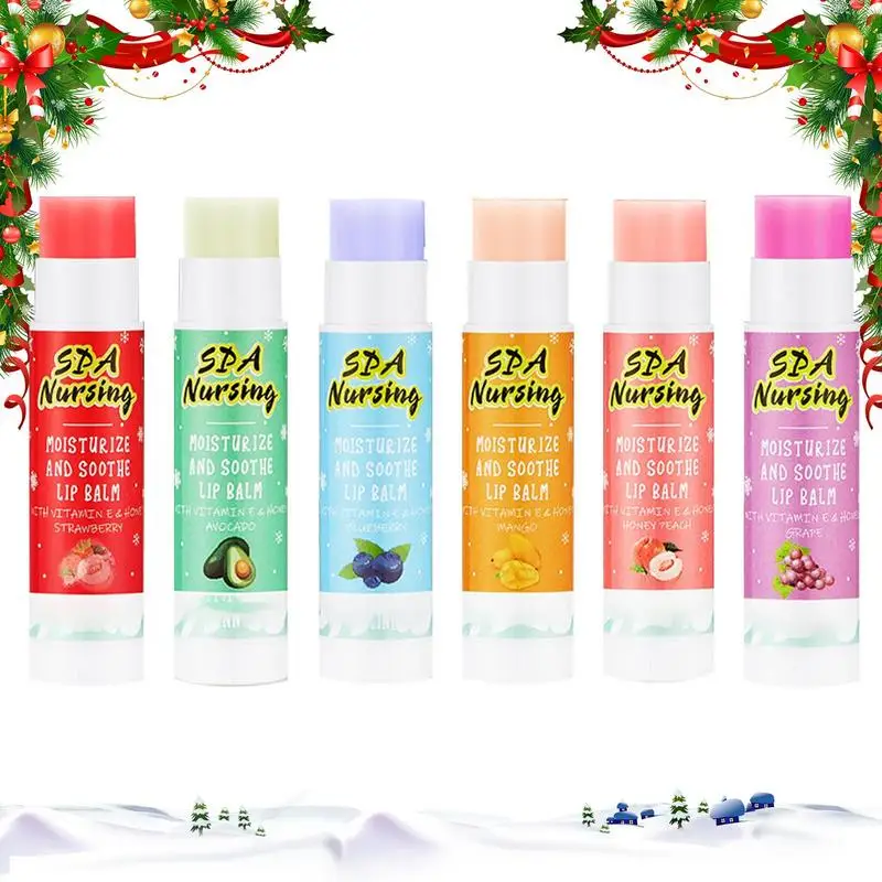 

Lip Balm Set 6 Pack Comforting Lip Balm Fruit-Flavored Moisturizing Lip Balm Natural Lip Hydration Care Effective For Cracked &
