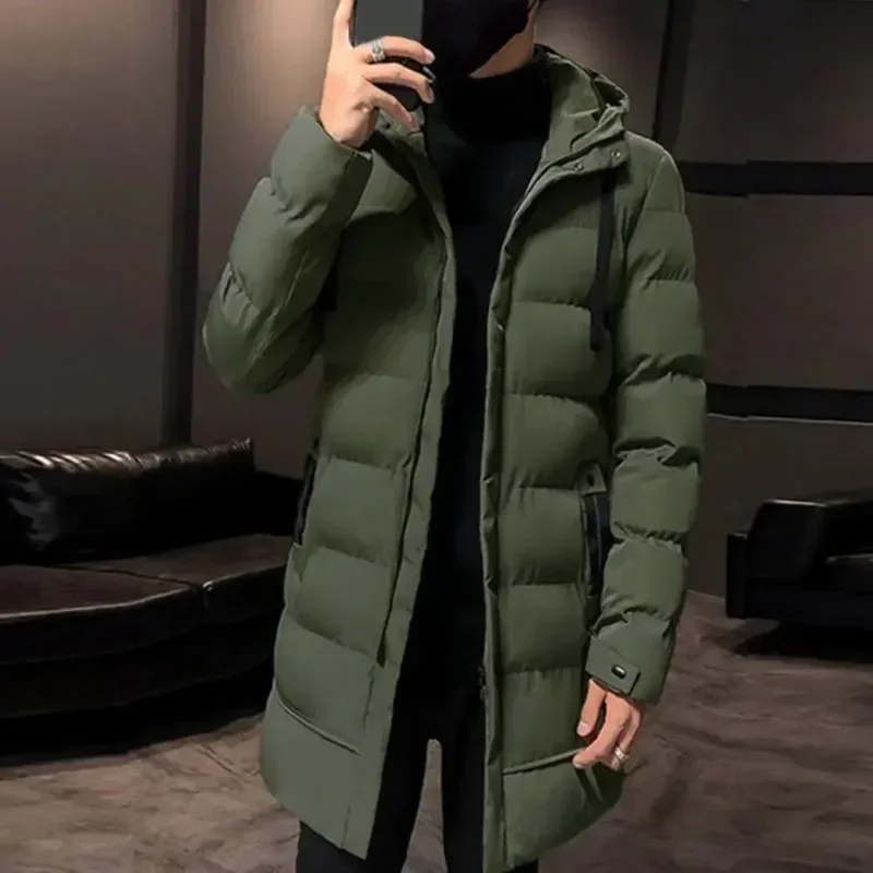 2024 Winter Heren Lange Donsjassen Windjack Jas Met Capuchon Casual Puffer Parka \'S Bovenkleding Mannelijke Katoenen Gewatteerde Parka Jassen