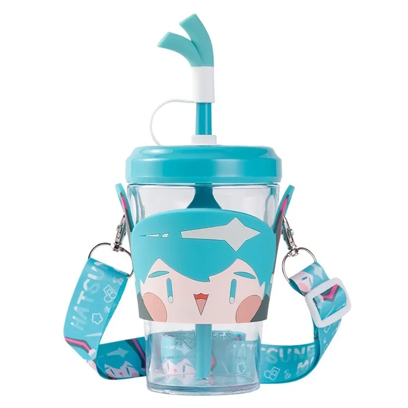 

Anime Cartoon Hatsune Miku Series Cute Creative Straw Cup Kawaii Portable and Crossbody Water Cup Children's Birthday Gifts