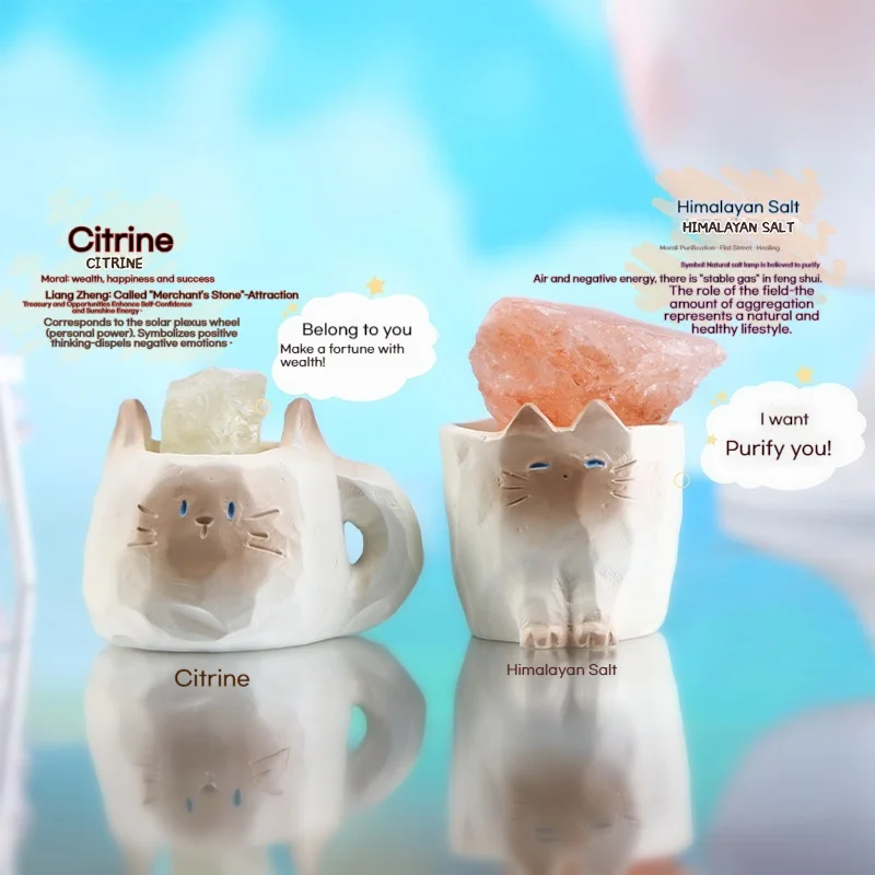 2025 PAL Cat Crystal Blind Box Mini Figur Kartun Batu Lucu Dekorasi Meja Kantor Mobil Hadiah Keberuntungan Untuk Pecinta Kucing Mainan