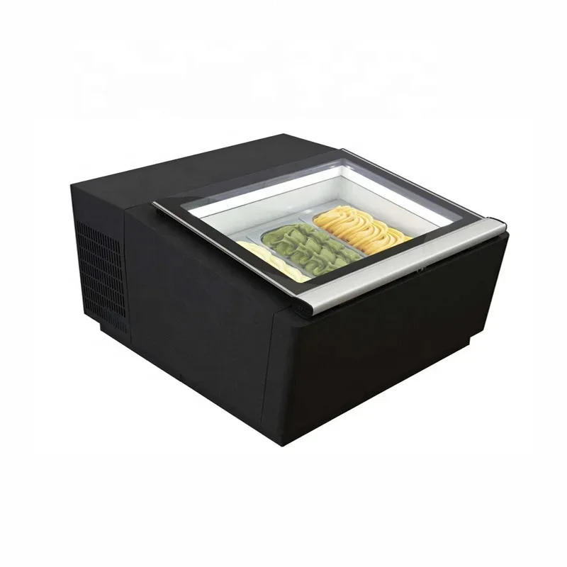 

3 or 6 pans mini commercial ice cream gelato showcase,small table top ice cream freezer display