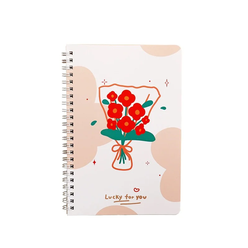 Cuaderno de hojas sueltas estilo tulipán A5, cuaderno exquisito, lindos núcleos de libro de mano, Bloc de notas reutilizable, cuaderno de línea