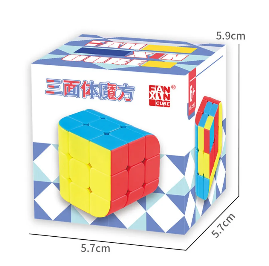 Fanxin-Trihedral Magic Cube Puzzle Toy para crianças, 3 camadas, velocidade 3x3, brinquedo profissional, presente para crianças