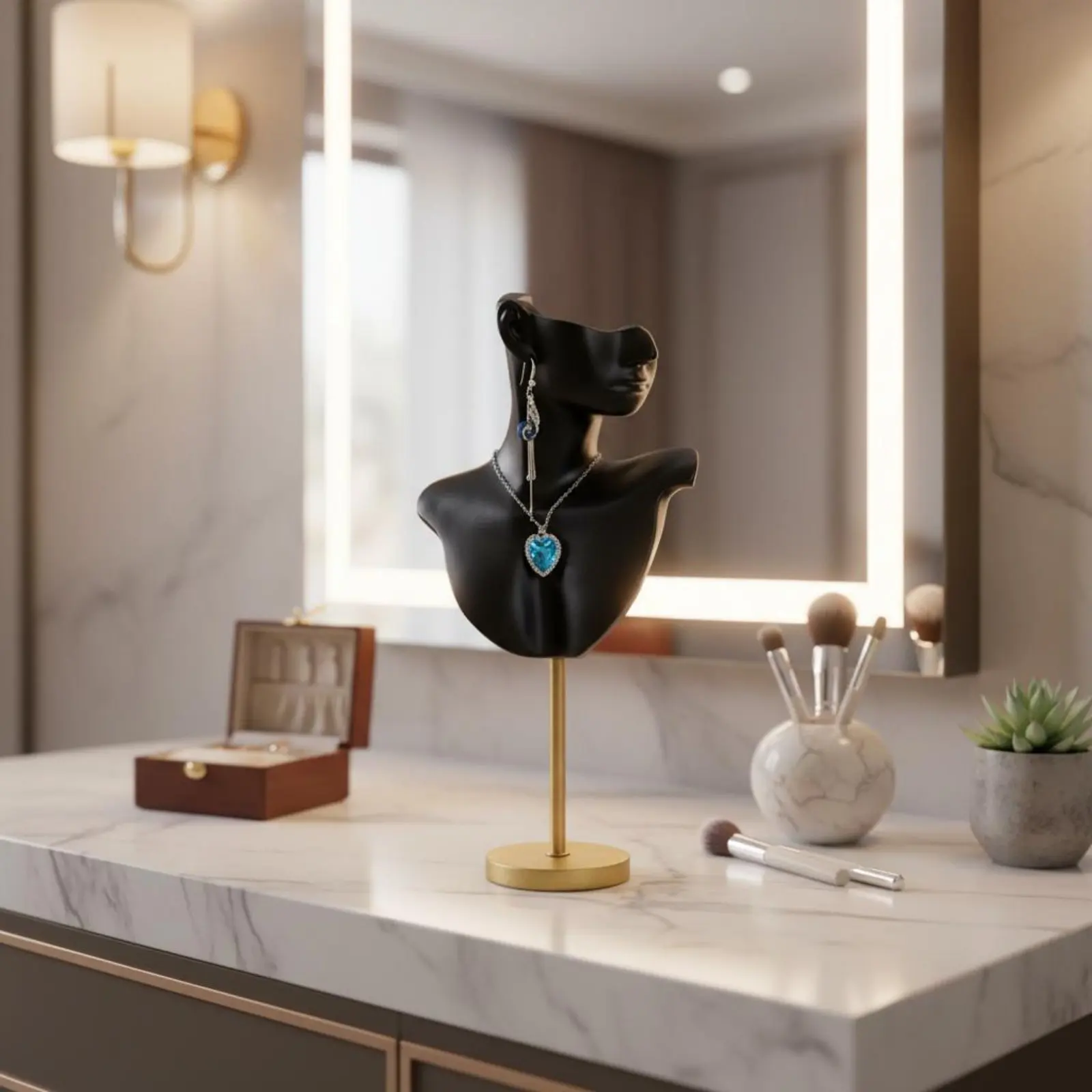 Necklace and Earring Holder Multi Purpose Jewelry Display Bust Earring Holder Head Lightweight Resin Head Model Stand