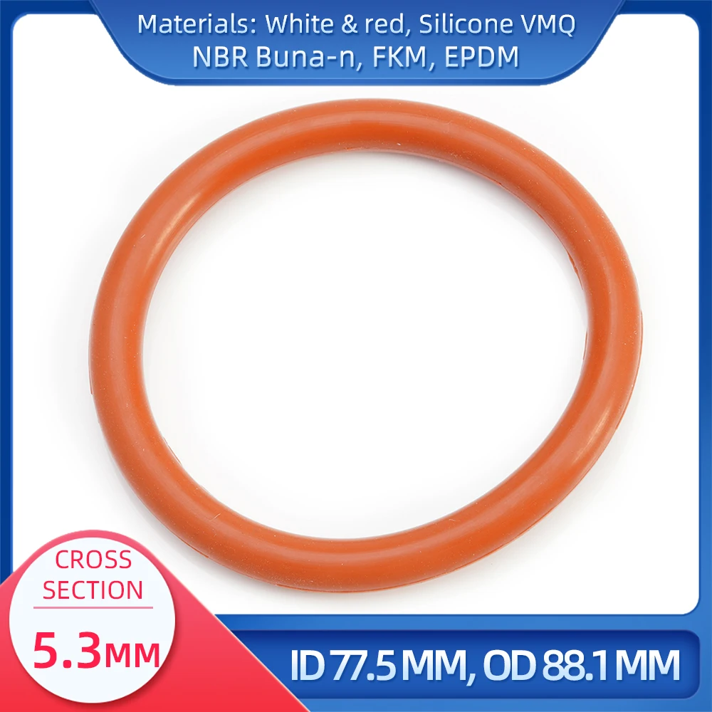 

O Ring CS 5.3 mm ID 77.5 mm OD 88.1 mm Material With Silicone VMQ NBR FKM EPDM ORing Seal Gask