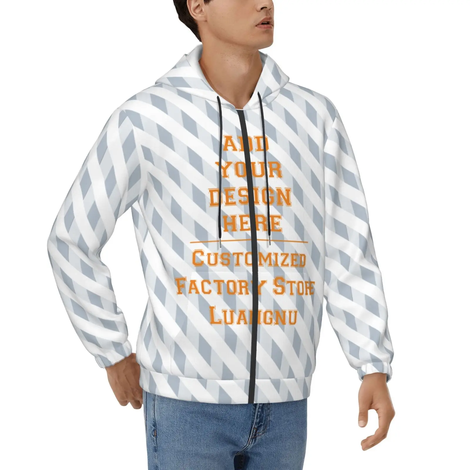 Print On Demand Men Hooded Zip-up Add Pattern/LOGO Winter Top Gifts Personalized Design With YourOwn Customize Zip Up Hoodies