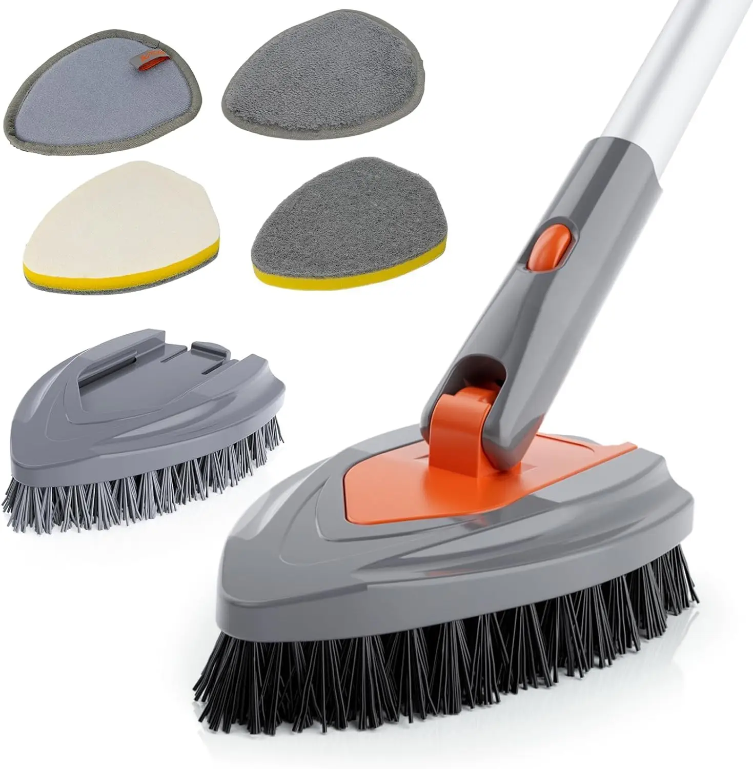 

4-in-1 Long-Handled Tub Scrubber: Versatile Bathroom Cleaning Brush for Shower, Tub & Efficient Cleaning