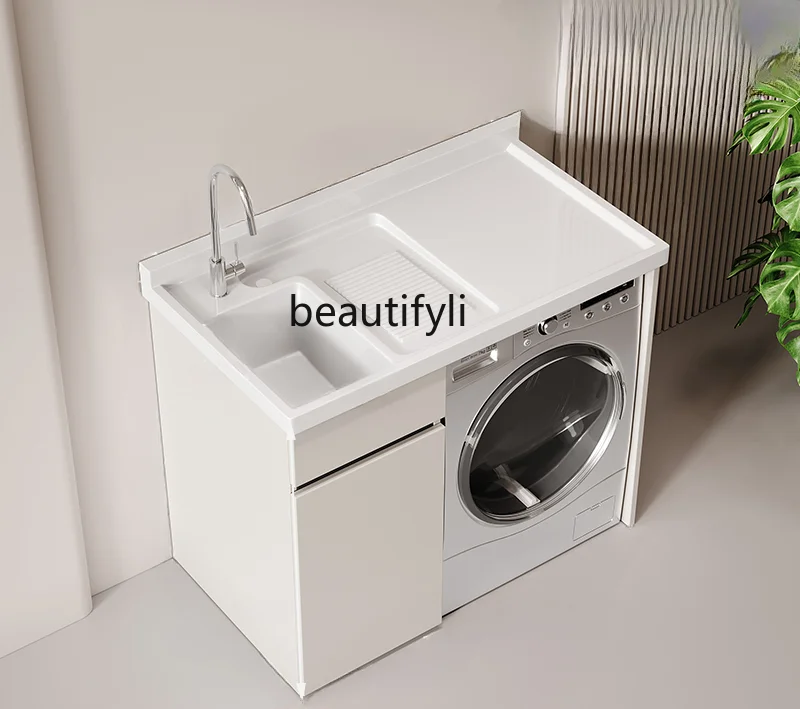 

Balcony All-in-One Cabinet Honeycomb Aluminum Wash Wardrobe Laundry Tub Inter-Platform Basin Partner with Washboard Washbasin