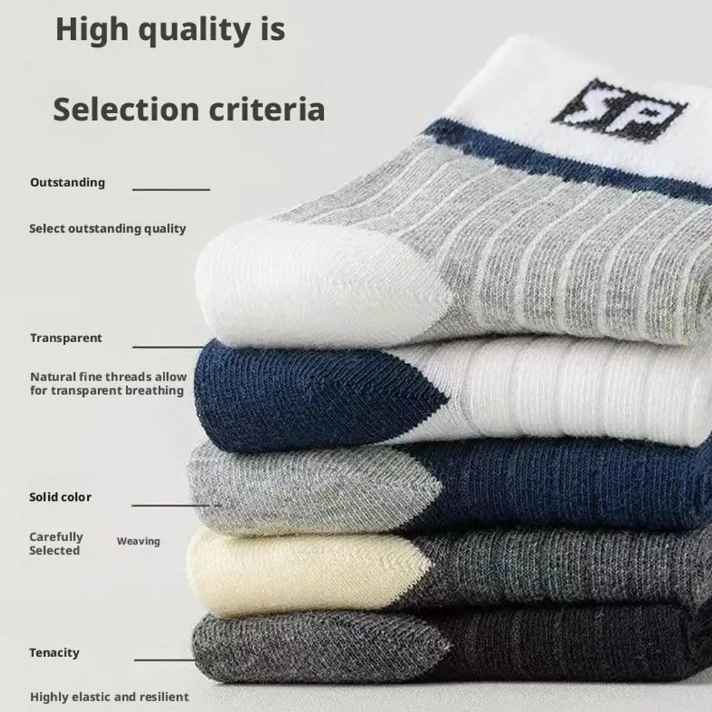 Men's Mid-Calf Sports Socks Thin Breathable Sweat Absorbent Basketball Casual Summer Versatile Short Socks for Business