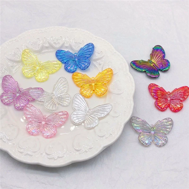 NEW 15pcs 30mm Acrylic Mini Butterfly Charms For Jewelry Making DIY Pendants Cute Earrings Necklaces Creative Jewelry Finding