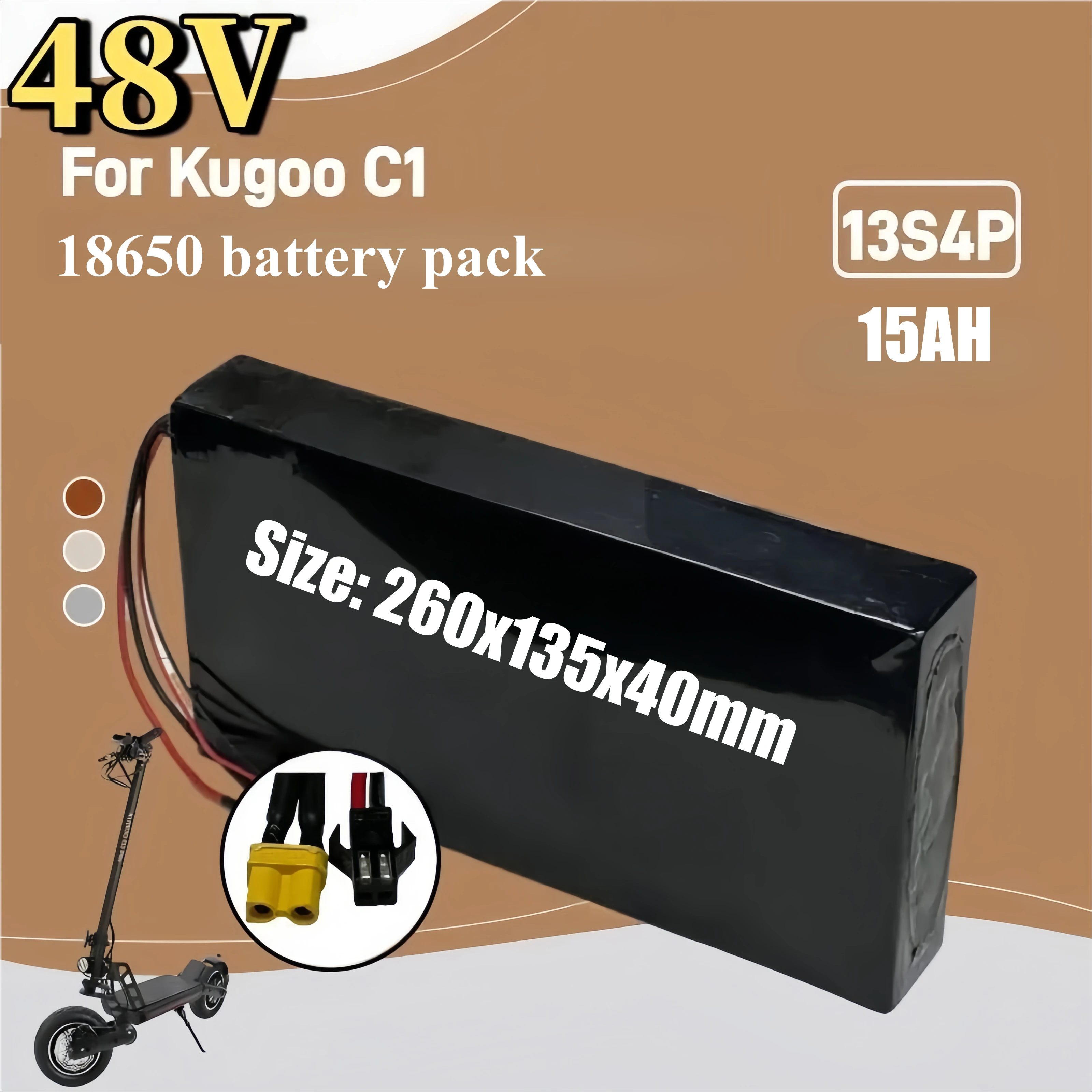 

Original 48V lithium-ion battery 48V 15Ah 500-1000W 13S4P lithium-ion battery pack 54.6V BMS electric scooters 18650.00