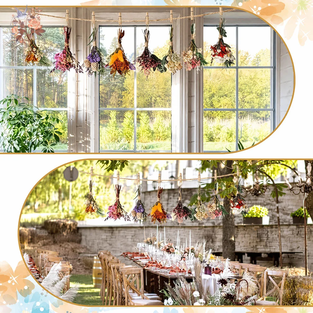 8Pcs Mini Natural Dried Flower Bouquets Set Wall Hanging Decor Boho Home Garden Farmhouse DIY Craft Gifts Wedding Boutonniere