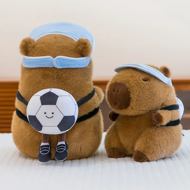 Kawaii Capybara Plush Toy Basketball Sports Backpack Stuffed Doll for Kids Birthday Xmas Gift Cute Girls Soft Cuddly Animal