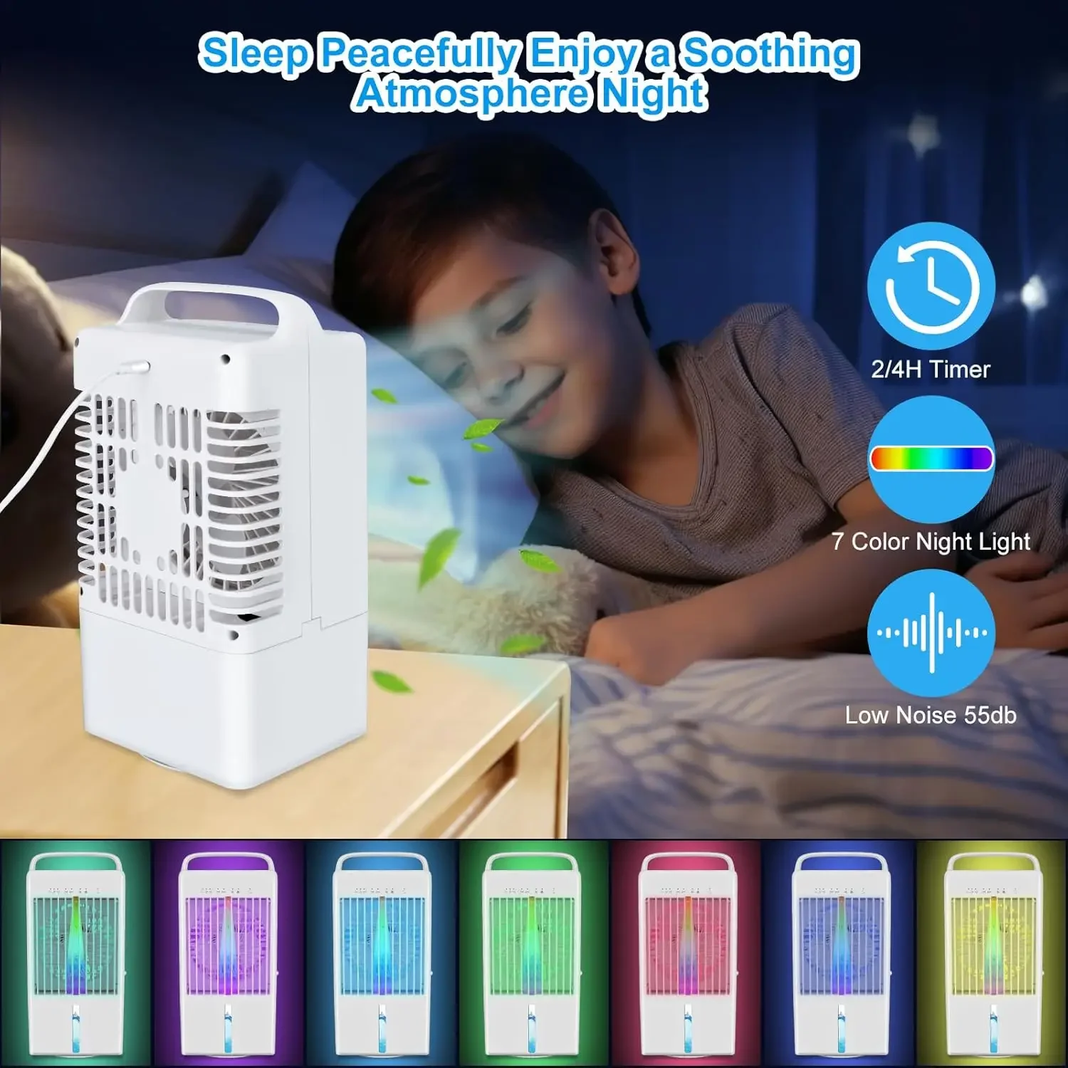 Efficient 900ML Evaporative Cooler with 90° Oscillating Fan and Timer for Cool and Refreshing Air, Mini Desktop AC Air Conditio