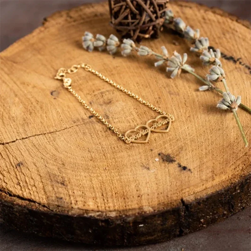 Nieuwe aangepaste dubbele naam liefde armband luxe roestvrij staal paar armband vrouwen gepersonaliseerde sieraden Valentijnsdag geschenk