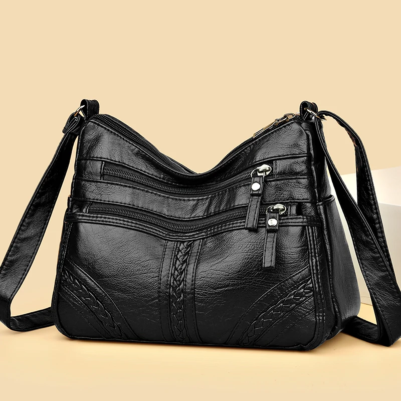 Sacs à bandoulière en cuir souple pour femmes, sac à main solide de grande capacité, sac fourre-tout Messenger, haute qualité, initié par la chancelière