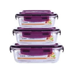 Microwave Oven Heating Lunch Box For Office Worker Leakproof Glass Lunch Box Set Round With Lid Seal Health Food Container