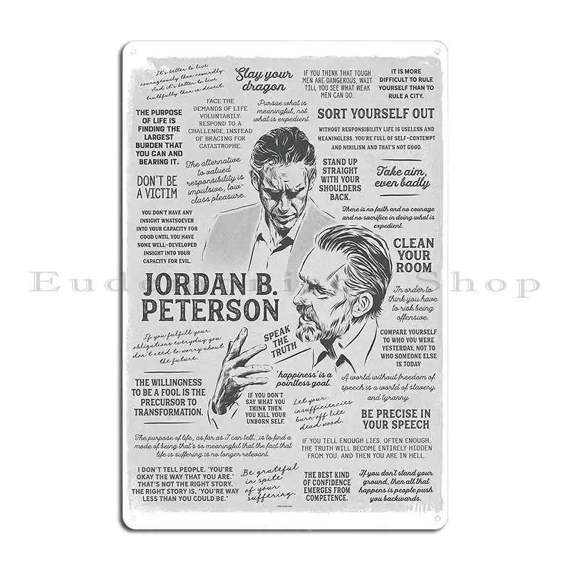 Jordan Peterson Many Quotes Verityvox Metal Plaque Poster Mural Club Rusty Club Create Tin Sign Poster