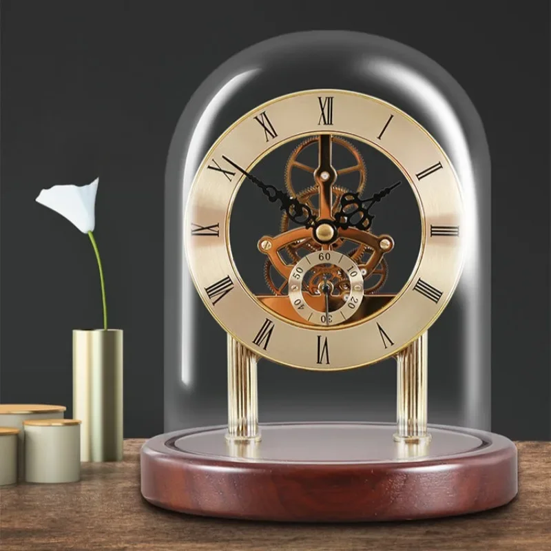 

Modern Walnut Table Clocks Luxury Desk Clocks Retro Vintage Crystal Clock Living Room Table Mini Decoration and Accessories