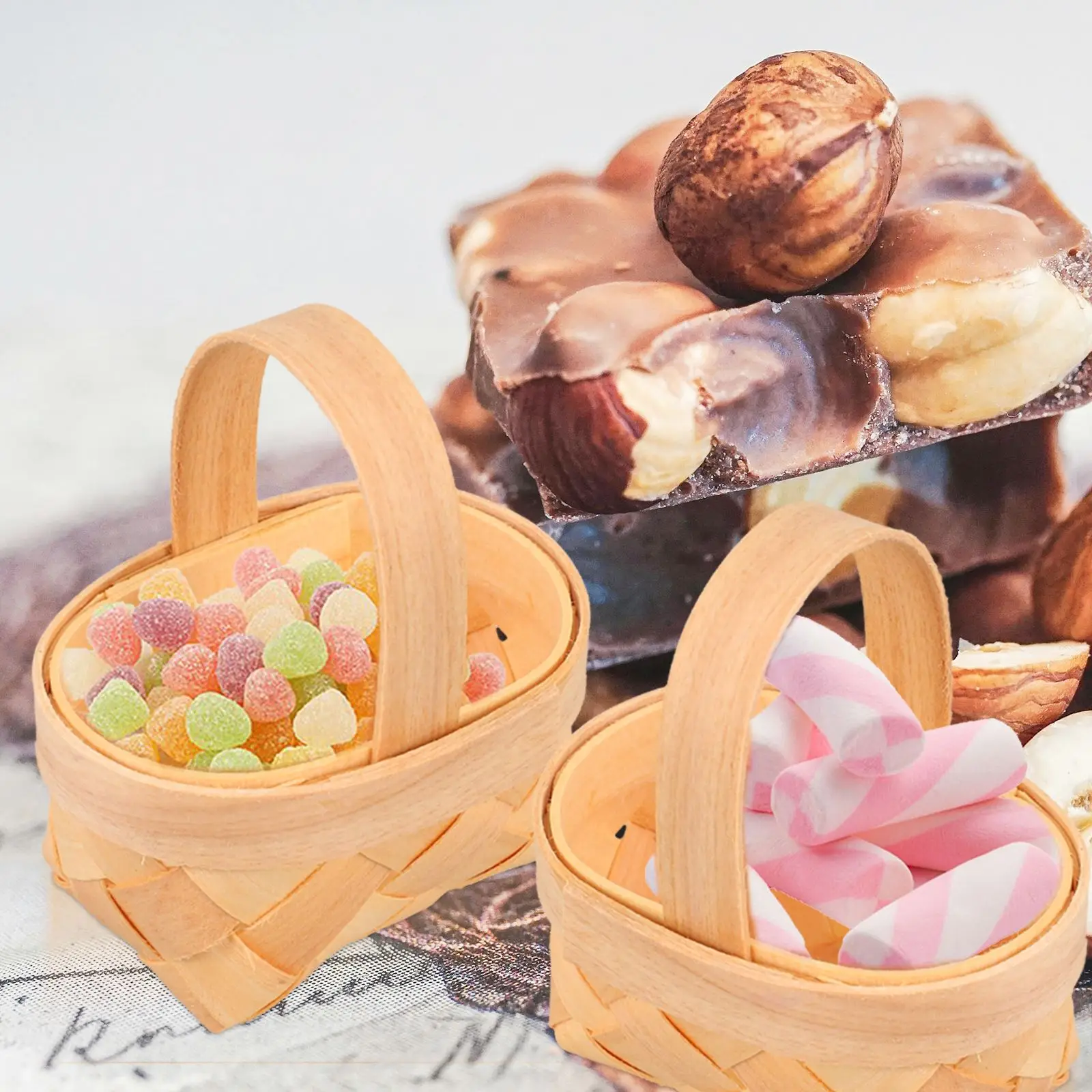 

20pcs Small Wrapping Mini Houses Handheld Woven Gift Mini Houses Chocolate Toy Storage Mini Houses For Wedding Garden Decor