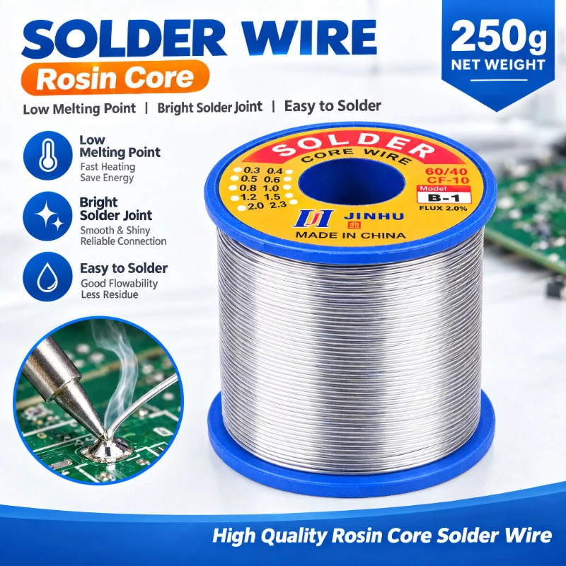 1/2/3 Pcs  1.0mm Tin Solder Wire 250g Low-temperature Solder Joint Rosin Core Soldering Tin Wire Thread for Electrical Repair IC