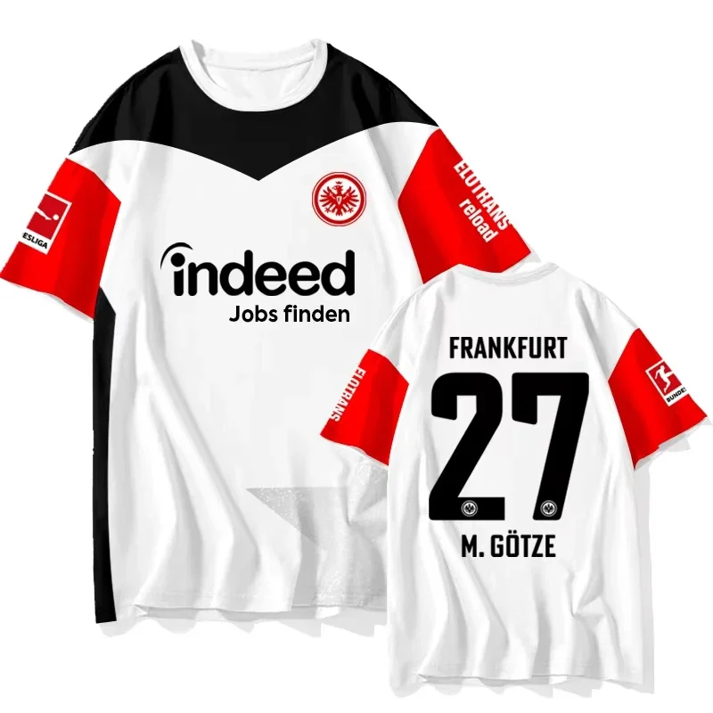 جديد 2025 وشعبية فرانكفورت ثلاثية الأبعاد مطبوعة الرجال والنساء تنفس وسريعة التجفيف كرة القدم تي شيرت