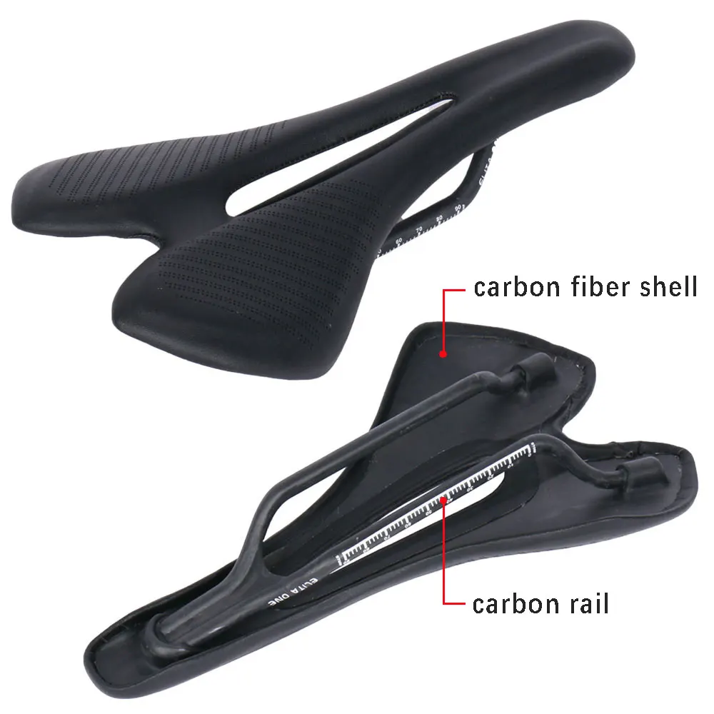 ELITAONE Carbon Saddle Road Bike MTB 270x143mm Super Light Leather 115g Bicycle Seat