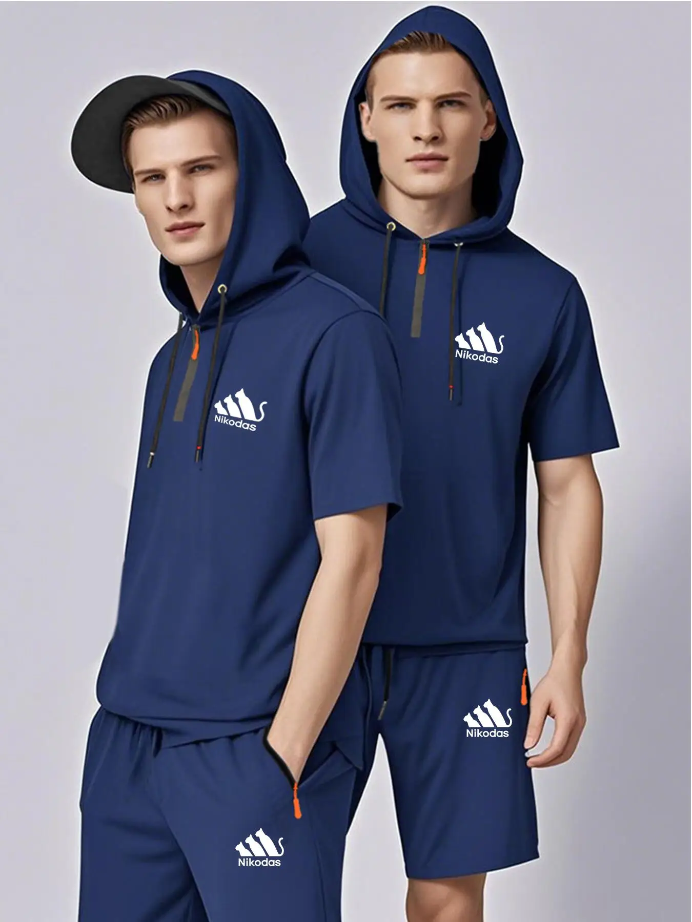 

2025 New Hooded T Shirts Zip Up Shorts Men's Sets High quality Luxury Loose Fashion Summer Men Suit Sports Outfit Plus Size