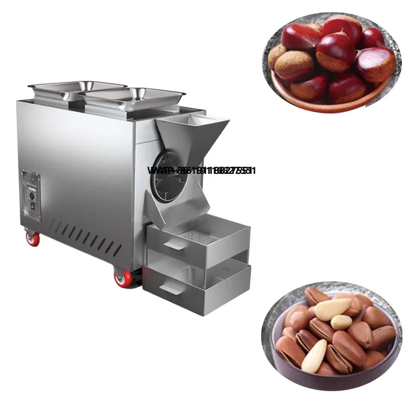 

Малая газово-электрическая машина для обжарки арахиса, семян подсолнечника, кедровых орехов, кешью, миндаля, абрикосовых косточек, каштанов