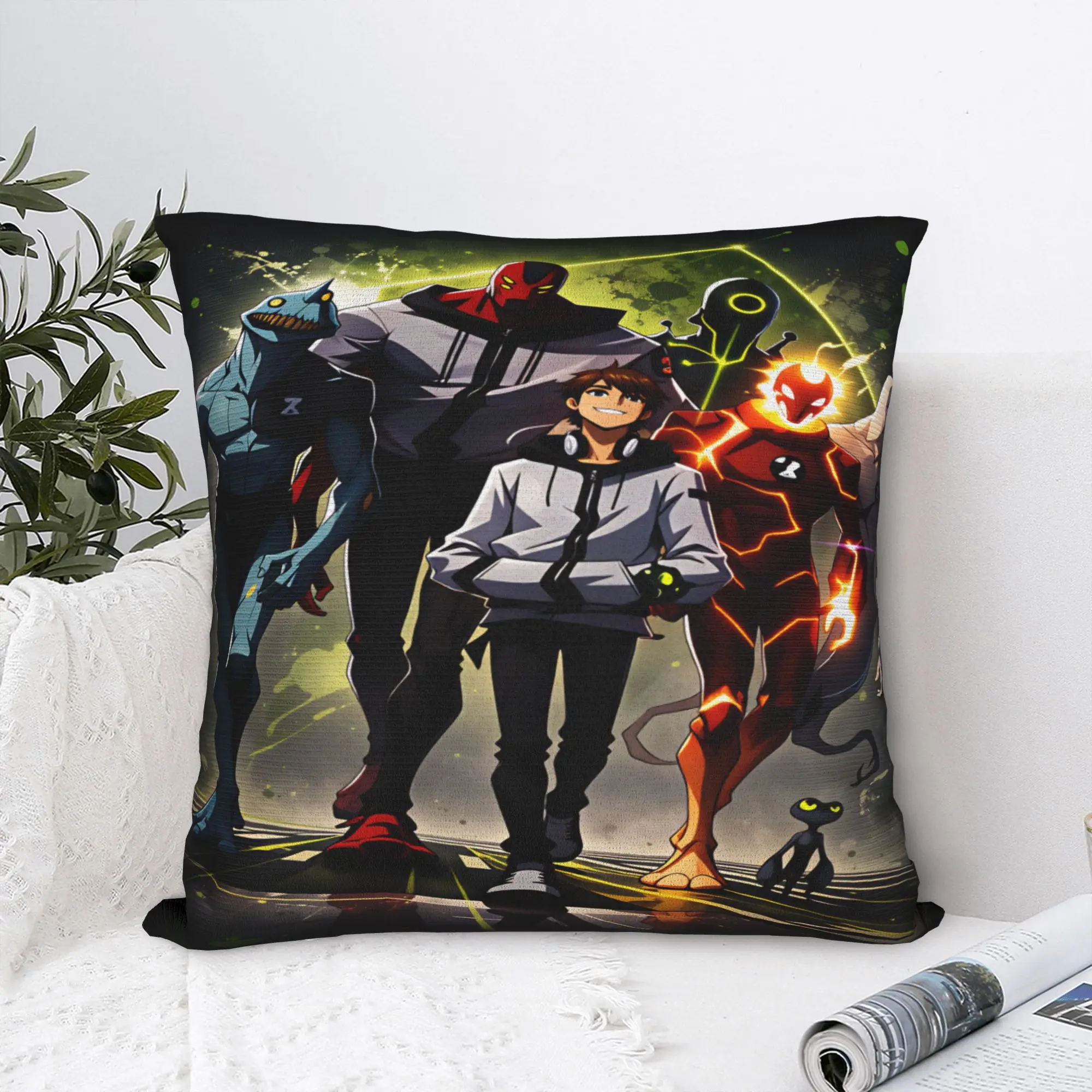 Ben 10 Cartoon Pillow Case  Soft Pillow Cover Cute Funny Cushion Cover For Couch Sofa Bedroom