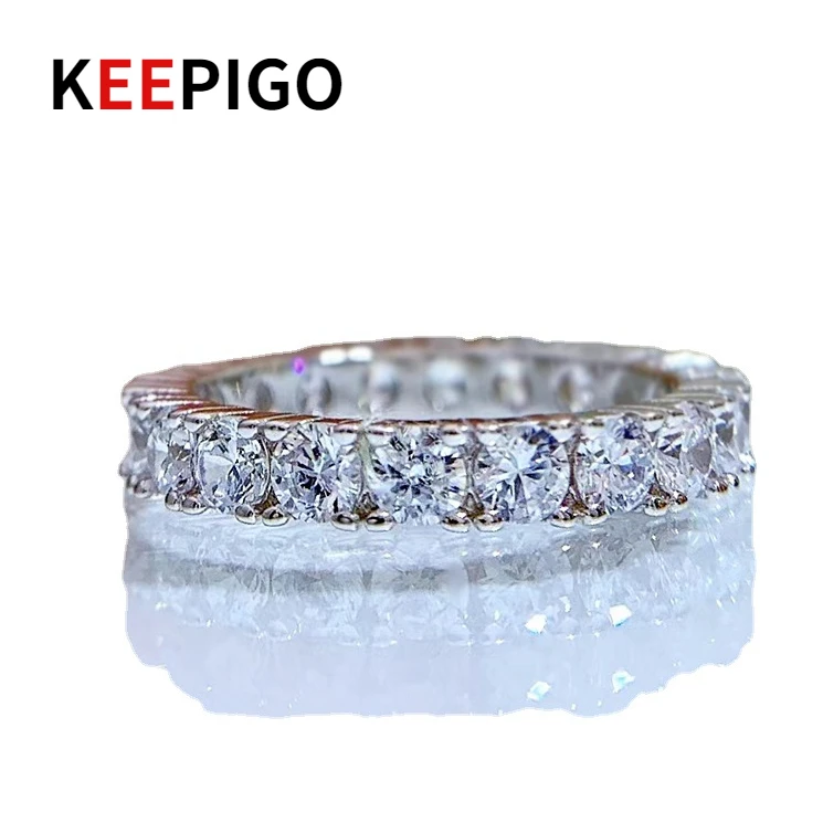 

KEEPIGO Luxury S925 Silver High Carbon Diamond Ring Women's Style Ring Fine Jewelry ra105