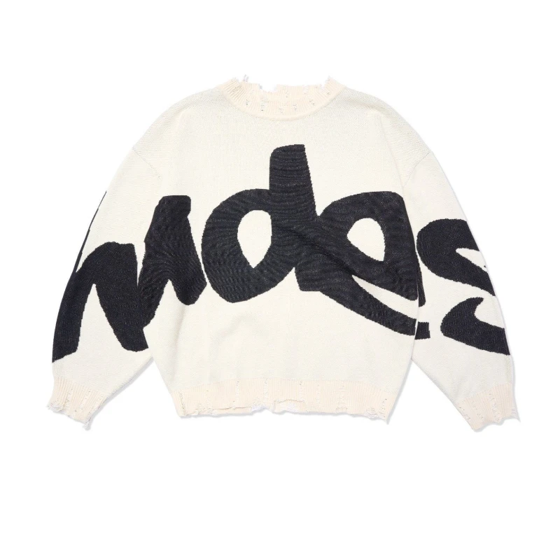 

Осень/зима 2022, новая уличная мода, повседневная толстовка с капюшоном, модная Harajuku, готический вязаный свитер с круглым вырезом в стиле хип-хоп, рубашка