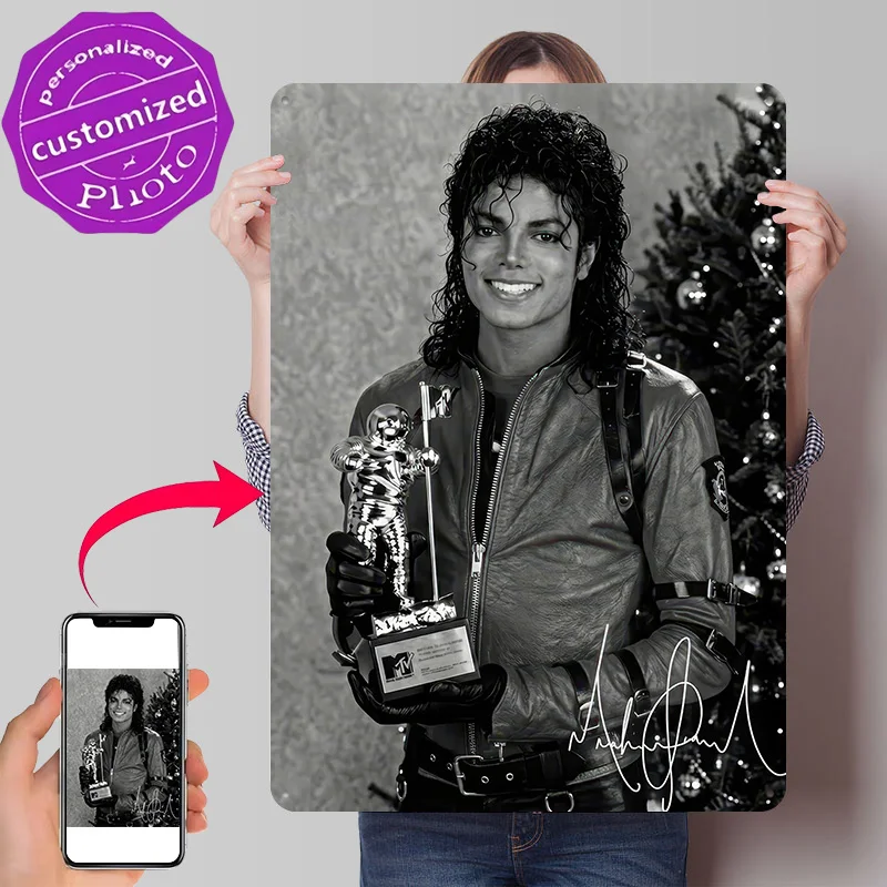Michael Jackson Personalized 3D Textured Metal Poster Wall Art Tinplate Sign for Bedroom Decoration Room Decorating Interior