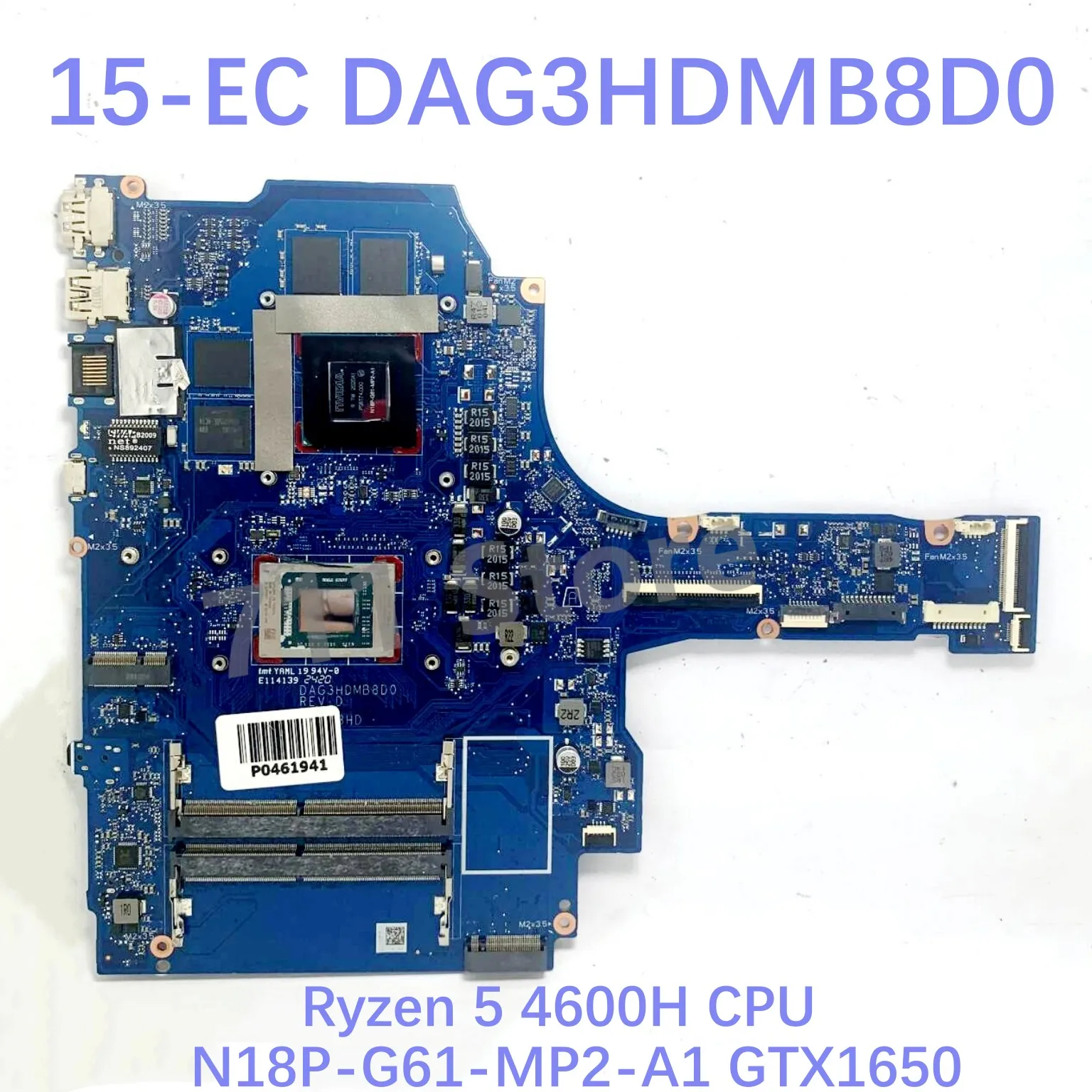 Mainboard DAG3HDMB8D0 With R5 4600H / R7 4800H CPU Laptop Motherboard For HP 15-EC 15Z-EC TPN-Q229 GTX1650 / GTX1650TI 100% Test