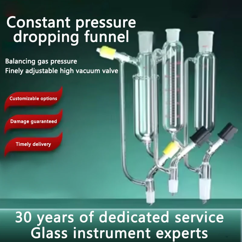 

Fine Adjustable Graduated Constant Pressure Dropping Funnel with High Vacuum Valve 125/250/1000ml Laboratory Chemical Funnel