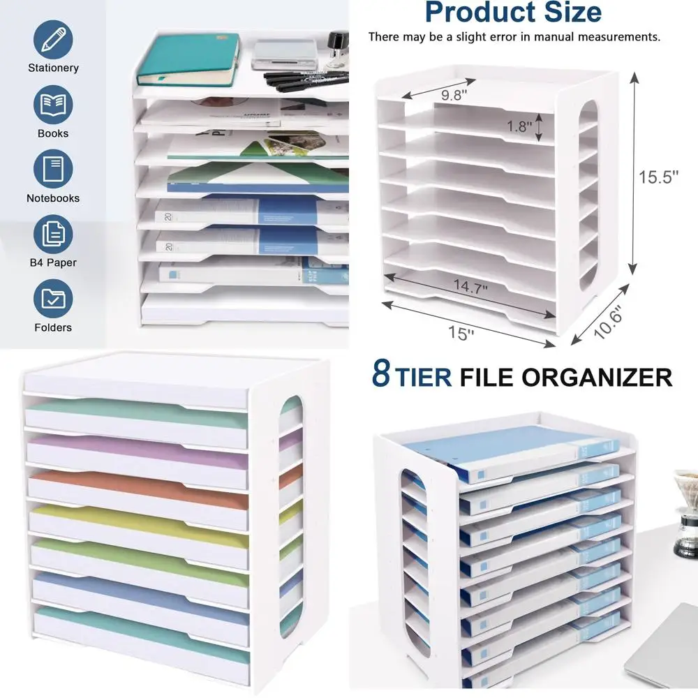 منظم مكتب بالحجم القانوني مكون من 8 طبقات: حامل رسائل وبريد لتخزين الورق في المنزل والمكتب والمدرسة #1