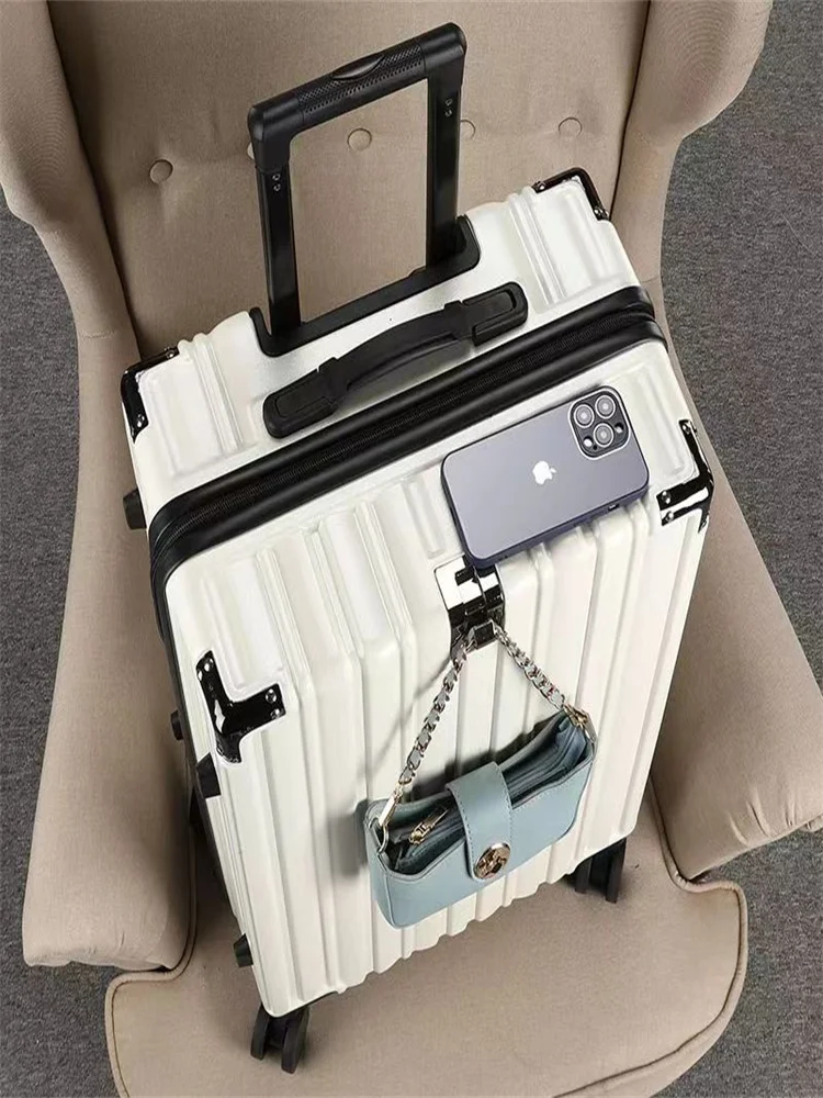 

High-Quali ex 28-Inch Travel Suitcase with Front Opening And Universal Wheels Retro Sle Zipper Closure Lage Bag
