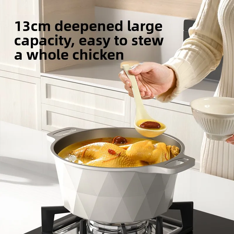 Titanium soup pot Non-stick pan Household binaural soup pot No oil fume Induction cooker Universal gas stove