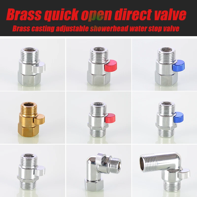 

1/4" Male/Female Thread Brass Junction Water Flow Control Valve Straight through Shu -off Angle Valve Bath Water Tap Accessory