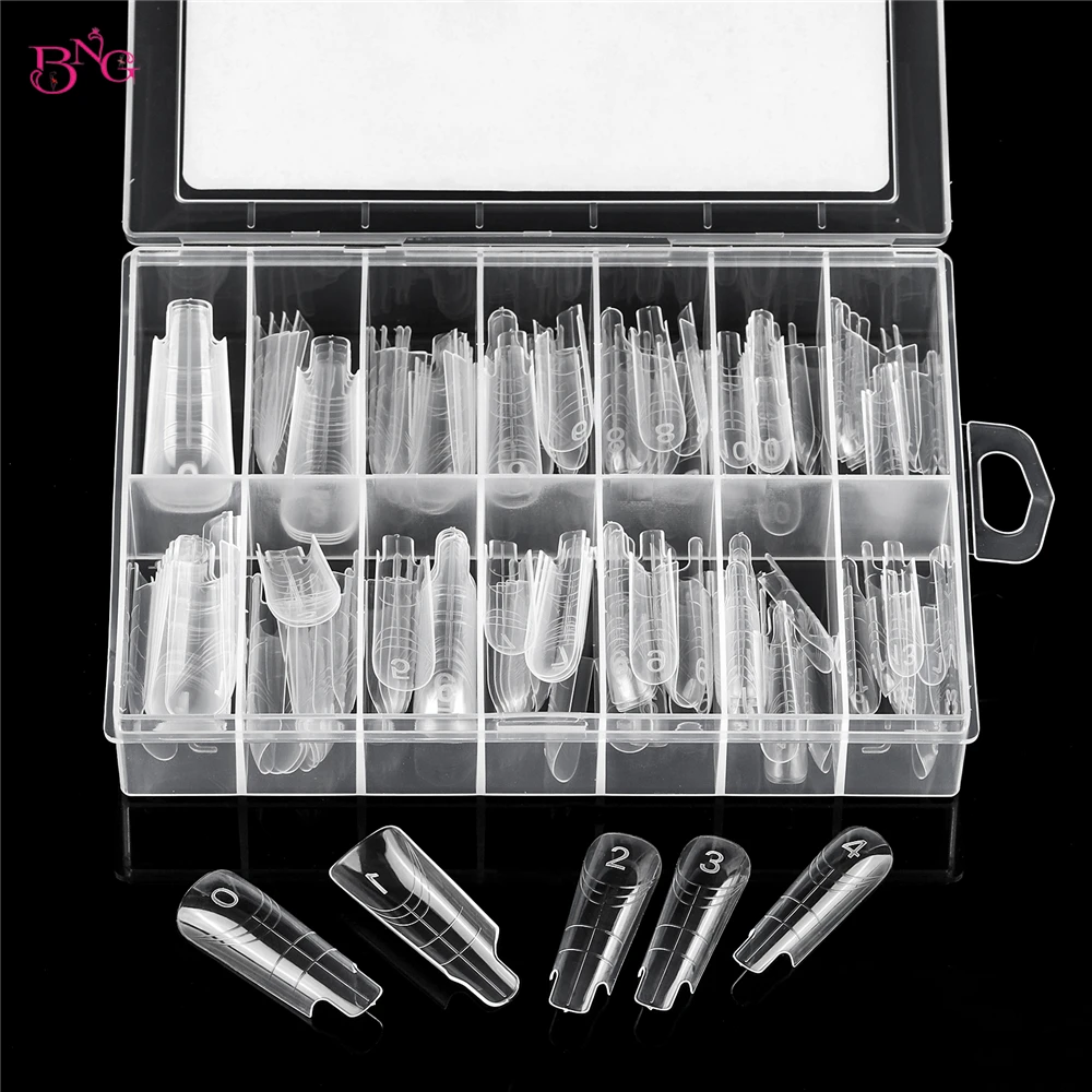 BNG 140Pcs/Box Square Nail Forms For UV Gel Quick Building Extension Mold Plastic Dual Form Top Mold False Nail Tips