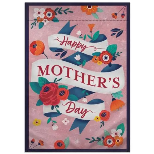 Happy Mother's Day (Pink) Garden Flag –12x18in Yard Decor Ideal to Celebrate Mom