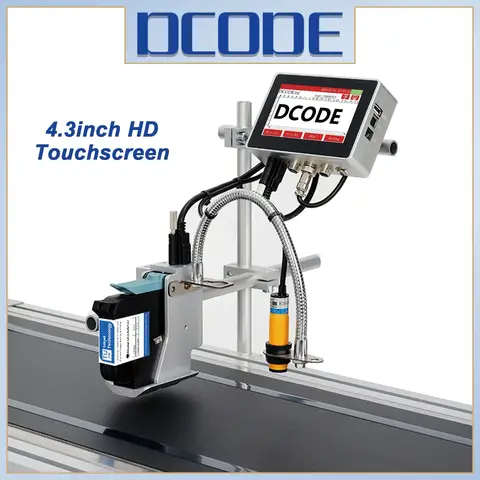 DCODE 130PRO 산업용 온라인 잉크젯 프린터, 플라스틱 쉘 포함, QR 바코드 배치 번호, 로고 날짜 프린터, 12.7mm, 25.4mm 깍지